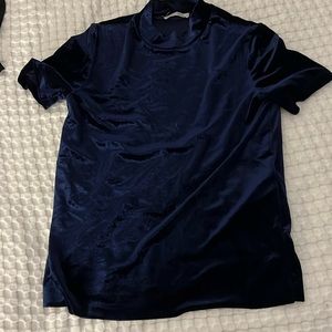Zara royal blue velvet shirt with mock collar size M